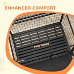 Pawhut 43" Heavy Duty Dog Crate On Wheels W/ Bowl Holder, Removable Tray, Detachable Top, Double Doors For L, Xl Dogs