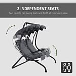 Outsunny Canopy Swing Chair Modern Garden Swing Seat Outdoor Relax Chairs W/ 2 Separate Chairs, Cushions And Removable Shade Canopy, Grey