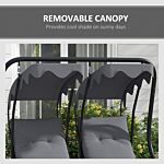 Outsunny Canopy Swing Chair Modern Garden Swing Seat Outdoor Relax Chairs W/ 2 Separate Chairs, Cushions And Removable Shade Canopy, Grey