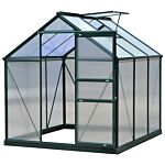 Outsunny Large Walk-in Greenhouse Polycarbonate Garden Greenhouse Plants Grow Galvanized Base Aluminium Frame W/ Slide Door, 6 X 6 Ft