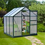 Outsunny Large Walk-in Greenhouse Polycarbonate Garden Greenhouse Plants Grow Galvanized Base Aluminium Frame W/ Slide Door, 6 X 6 Ft
