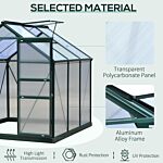 Outsunny Large Walk-in Greenhouse Polycarbonate Garden Greenhouse Plants Grow Galvanized Base Aluminium Frame W/ Slide Door, 6 X 6 Ft