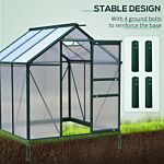 Outsunny Large Walk-in Greenhouse Polycarbonate Garden Greenhouse Plants Grow Galvanized Base Aluminium Frame W/ Slide Door, 6 X 6 Ft