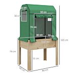 Outsunny Wooden Planter Box With Pe Greenhouse Cover And Bed Liner, Raised Garden Bed For Vegetables, Flowers, Herbs