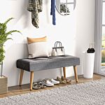 Homcom Multifunctional Bed End Bench Tufted Upholstered Shoe Bench Ottoman Footstool Linen Fabric For Entryway Living Room Grey