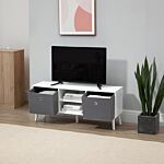 Homcom Tv Cabinet For Tvs Up To 50 Inch, Tv Entertainment Center With Storage Compartments And Drawer,for Living Room,white And Grey