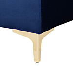 Ottoman Navy Blue Velvet Tufted Fabric Modern Living Room Square Footstool Gold Legs Beliani