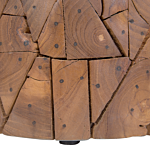 Side Table Light Teak Wood Round Shape Natural Colour Retro Country Beliani