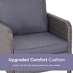 Outsunny 2 Seater Rattan Garden Furniture Set Wicker Weave Sofa Chair With Footstool And Coffee Table Thick Cushions Dark Grey