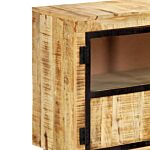 Vidaxl Sideboard Brown And Black 160x30x80 Cm Solid Rough Mango Wood