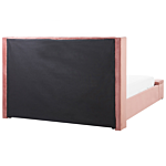 Eu Super King Size Panel Bed Pink Velvet 6ft Slatted Base High Headrest With Storage Bench Beliani