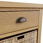 2 Drawer Storage Unit Rustic Oak/wicker