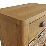 2 Drawer Storage Unit Rustic Oak/wicker