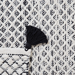 Rug Black And White Wool 80 X 150 Cm With Tassels Geometric Diamond Pattern Hand Woven Flatweave Beliani