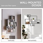 Homcom Floating Shelves, Wall Mounted Interlocking Cube Shelves, Display Wall Shelf For Living Room, Bedroom, Hallways, Grey