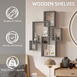Homcom Floating Shelves, Wall Mounted Interlocking Cube Shelves, Display Wall Shelf For Living Room, Bedroom, Hallways, Grey