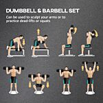 Homcom 30kg 2 In 1 Adjustable Dumbbells Weight Set, Dumbbell Hand Weight Barbell For Body Fitness, Lifting Training For Home, Office, Gym, Black