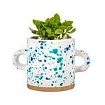 Turquoise And Blue Splatterware Planter