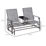 Outsunny Metal Double Swing Chair Glider Rocking Chair Seat Outdoor Seater Garden Furniture Patio Porch With Table