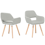 Set Of 2 Dining Chairs Light Grey Fabric Upholstery Light Wood Legs Modern Eclectic Style Beliani