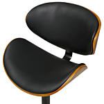 Bar Stool Dark Wood With Black Faux Leather Upholstery Footstool Swivel Gas Lift Adjustable Height Modern Beliani