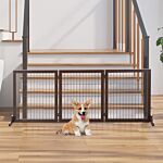 Pawhut 3 Panel Pet Gate Pine Frame Indoor Foldable Dog Barrier W/supporting Foot Dividing Line Aisles Stairs