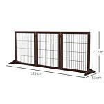 Pawhut 3 Panel Pet Gate Pine Frame Indoor Foldable Dog Barrier W/supporting Foot Dividing Line Aisles Stairs