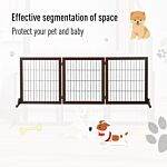 Pawhut 3 Panel Pet Gate Pine Frame Indoor Foldable Dog Barrier W/supporting Foot Dividing Line Aisles Stairs