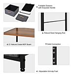 Homcom Chest Of Drawers With Coat Rack Steel Frame 3 Drawers Bedroom Hallway Home Furniture Black Brown