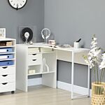 Homcom L-shaped Corner Computer Desk Study Table Pc Work W/ Storage Shelf Drawer Smooth Slide Office Home Workstation Space Saving - White