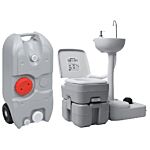 Vidaxl Portable Camping Toilet And Handwash Stand Set With Water Tank