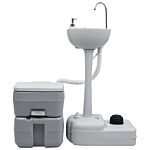 Vidaxl Portable Camping Toilet And Handwash Stand Set With Water Tank