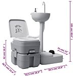 Vidaxl Portable Camping Toilet And Handwash Stand Set With Water Tank