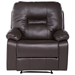Recliner Chair Brown Faux Leather Push-back Manually Adjustable Back And Footrest Beliani