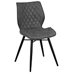 Set Of 2 Dining Chairs Grey Fabric Upholstery Black Legs Rustic Retro Style Beliani