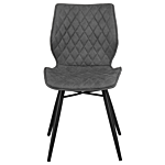 Set Of 2 Dining Chairs Grey Fabric Upholstery Black Legs Rustic Retro Style Beliani