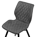 Set Of 2 Dining Chairs Grey Fabric Upholstery Black Legs Rustic Retro Style Beliani