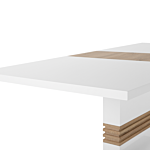 Dining Table White Wood 160 X 90 Cm Extendable Top Pedestal Leg Modern Beliani