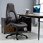 Vinsetto Pu Leather Office Chair, Swivel Computer Desk Chair With Adjustable Height, Flip Up Armrests And Tilt Function, Dark Brown