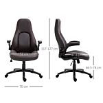 Vinsetto Pu Leather Office Chair, Swivel Computer Desk Chair With Adjustable Height, Flip Up Armrests And Tilt Function, Dark Brown