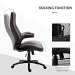 Vinsetto Pu Leather Office Chair, Swivel Computer Desk Chair With Adjustable Height, Flip Up Armrests And Tilt Function, Dark Brown