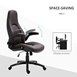 Vinsetto Pu Leather Office Chair, Swivel Computer Desk Chair With Adjustable Height, Flip Up Armrests And Tilt Function, Dark Brown