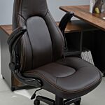 Vinsetto Pu Leather Office Chair, Swivel Computer Desk Chair With Adjustable Height, Flip Up Armrests And Tilt Function, Dark Brown