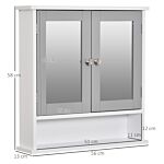 Kleankin Bathroom Mirror Cabinet, Wall Mounted With Double Mirrored Doors, Organiser Wall Mounted, Cupboard And Shelf, Grey