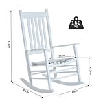 Outsunny Outdoor Porch Rocking Chair Armchair Wooden Patio Rocker Balcony Deck Garden Seat White