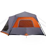 Vidaxl Family Tent 10-person Grey And Orange Quick Release Waterproof