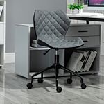 Homcom Swivel Chair, Home Office Computer Desk Chair With Nylon Wheels Adjustable Height Linen Grey
