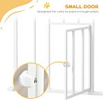 Pawhut Extra Tall Pet Gate, Indoor Dog Safety Gate, With Cat Flap, Auto Close, 74-101cm Wide - White