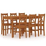 Vidaxl 7 Piece Dining Set Pinewood Honey Brown