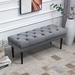 Homcom Entryway Bench, Bed End Bench, Button Tufted Window Seat, Upholstered Accent Stool For Living Room, Bedroom, Hallway, Grey